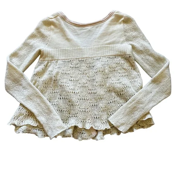 Free People Honeysuckle Years Cardigan Size 2 Lace Knit Babydoll - Picture 4 of 6
